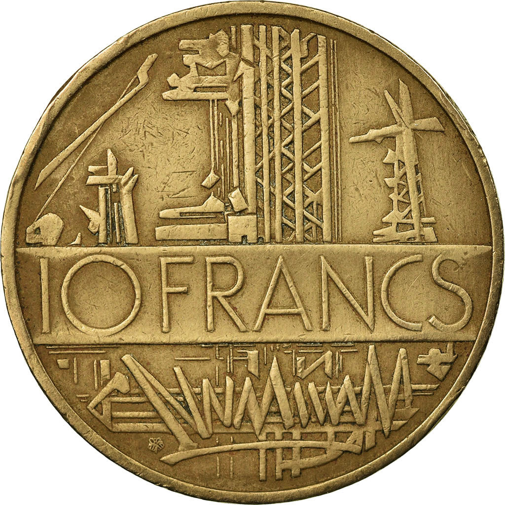 Moeda, França, Mathieu, 10 Francs, 1977, Paris, VF(30-35), Níquel-Latão