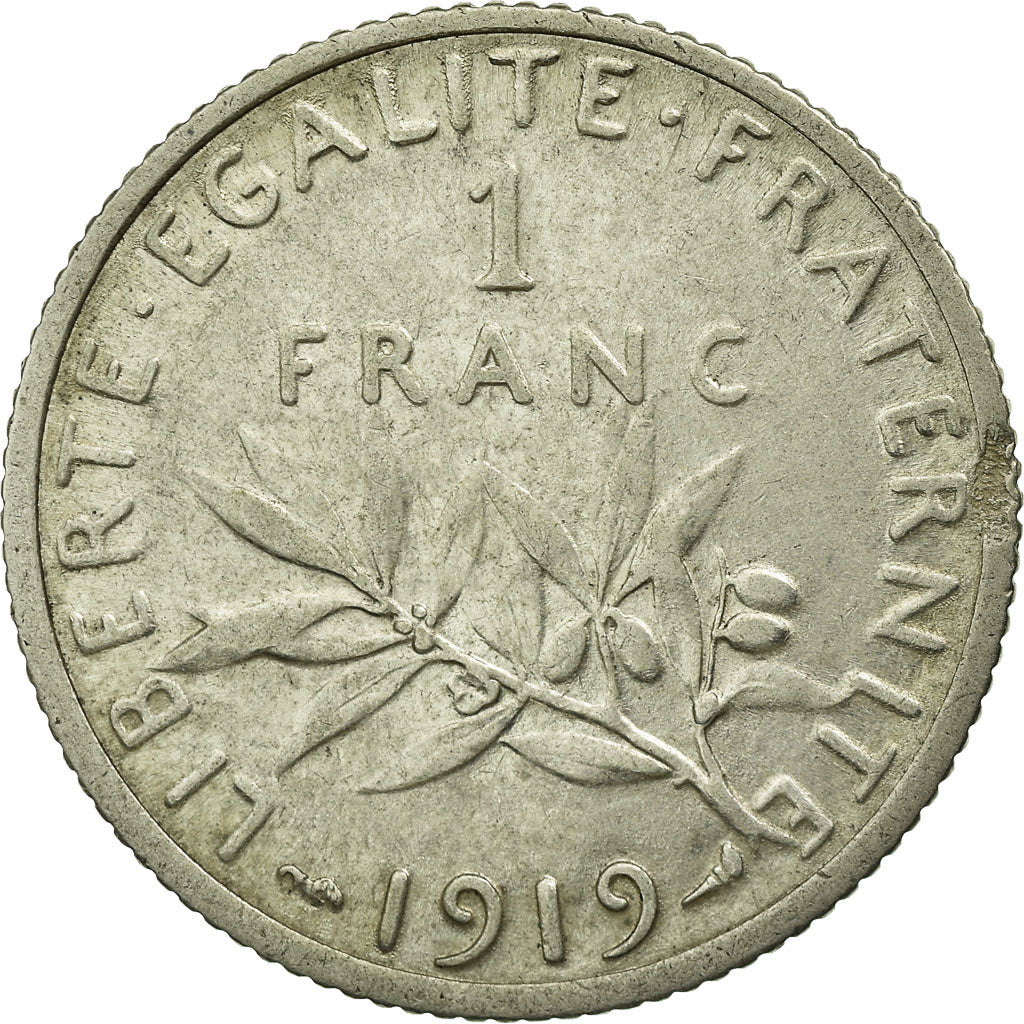 Coin, France, Semeuse, Franc, 1919, Paris, EF(40-45), Silver, KM:844.1