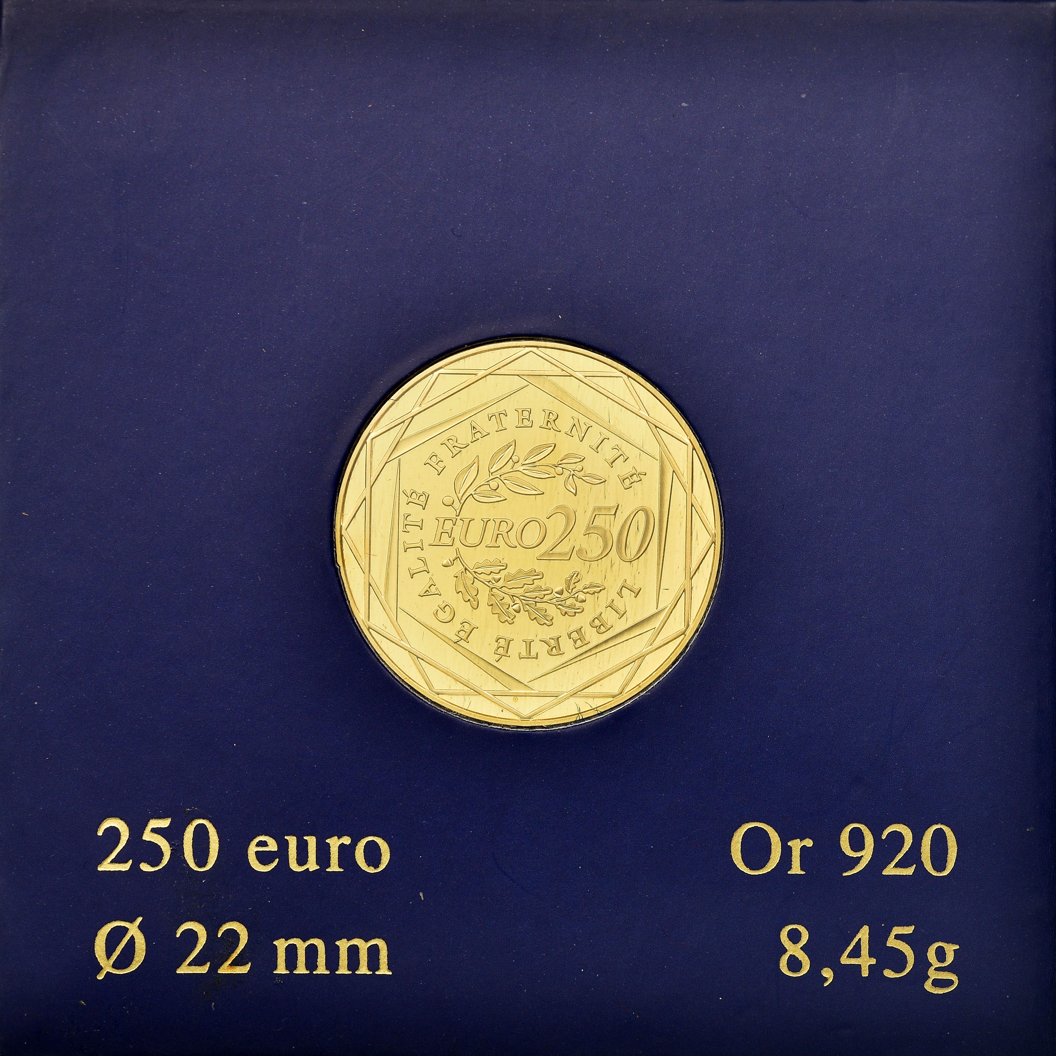 France, 250 Euro, 2009, MS(65-70), Gold, Gadoury:EU340, KM:1583