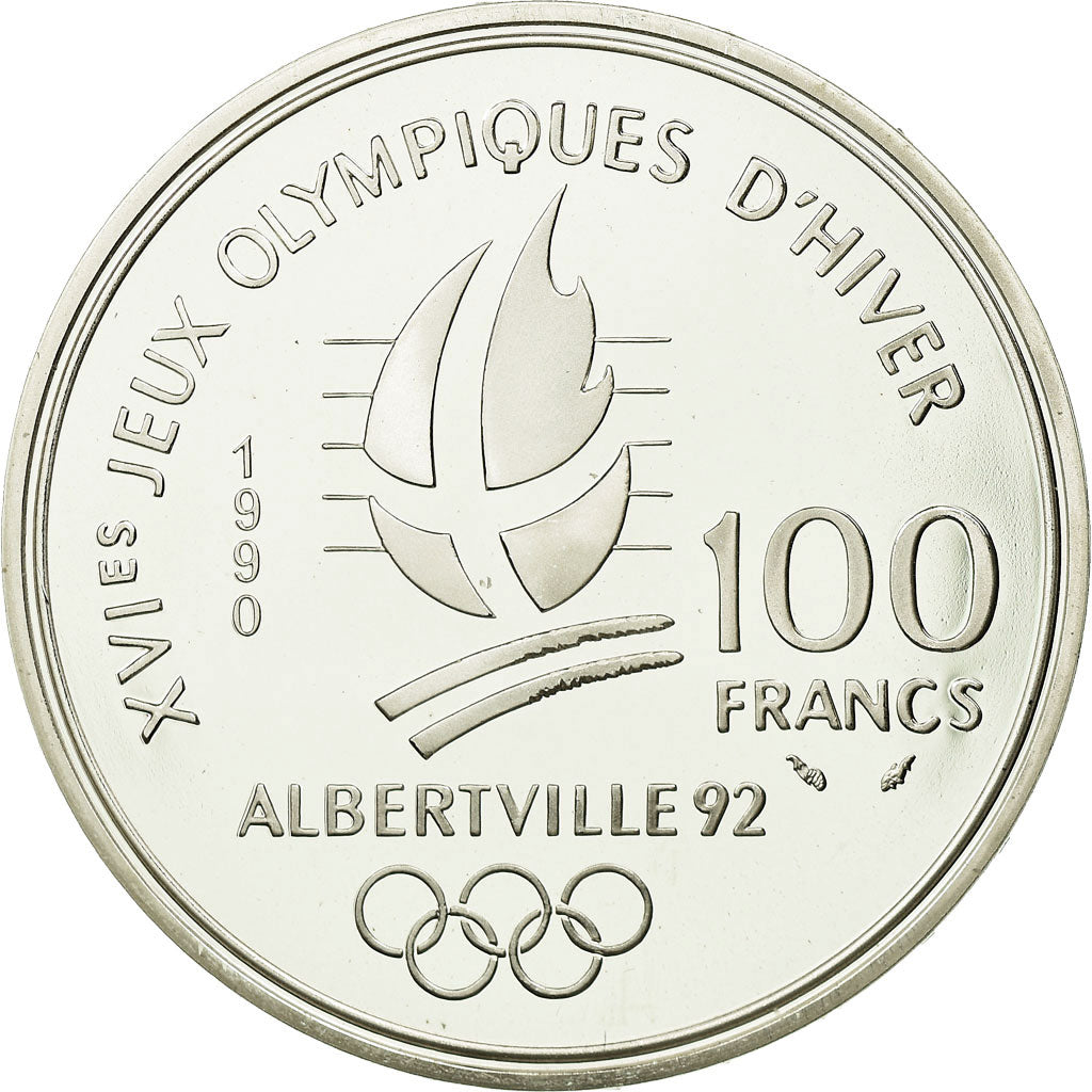 Moneta, Francja, 100 Francs, 1990, Paris, MS(65-70), Srebro, KM:983, Gadoury:C11