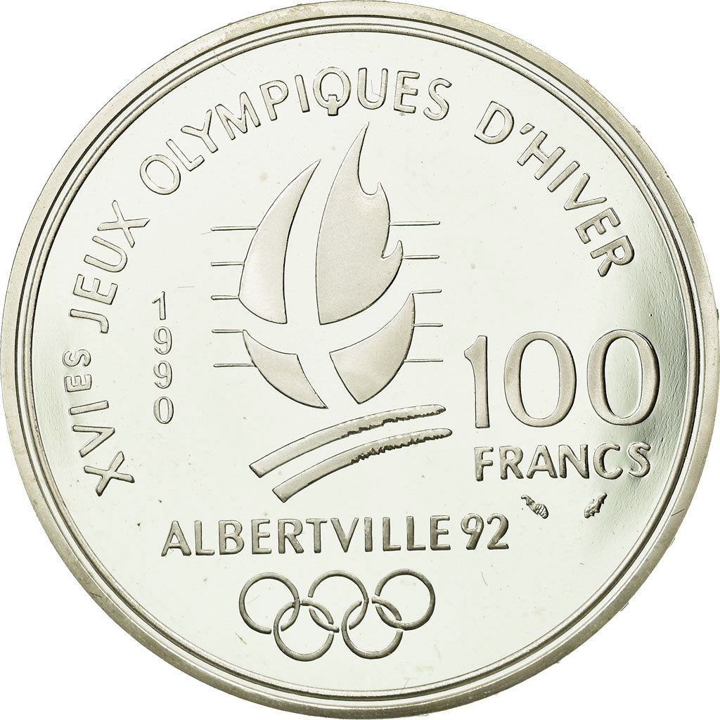 Moneta, Francja, 100 Francs, 1990, Paris, MS(65-70), Srebro, KM:984, Gadoury:C13