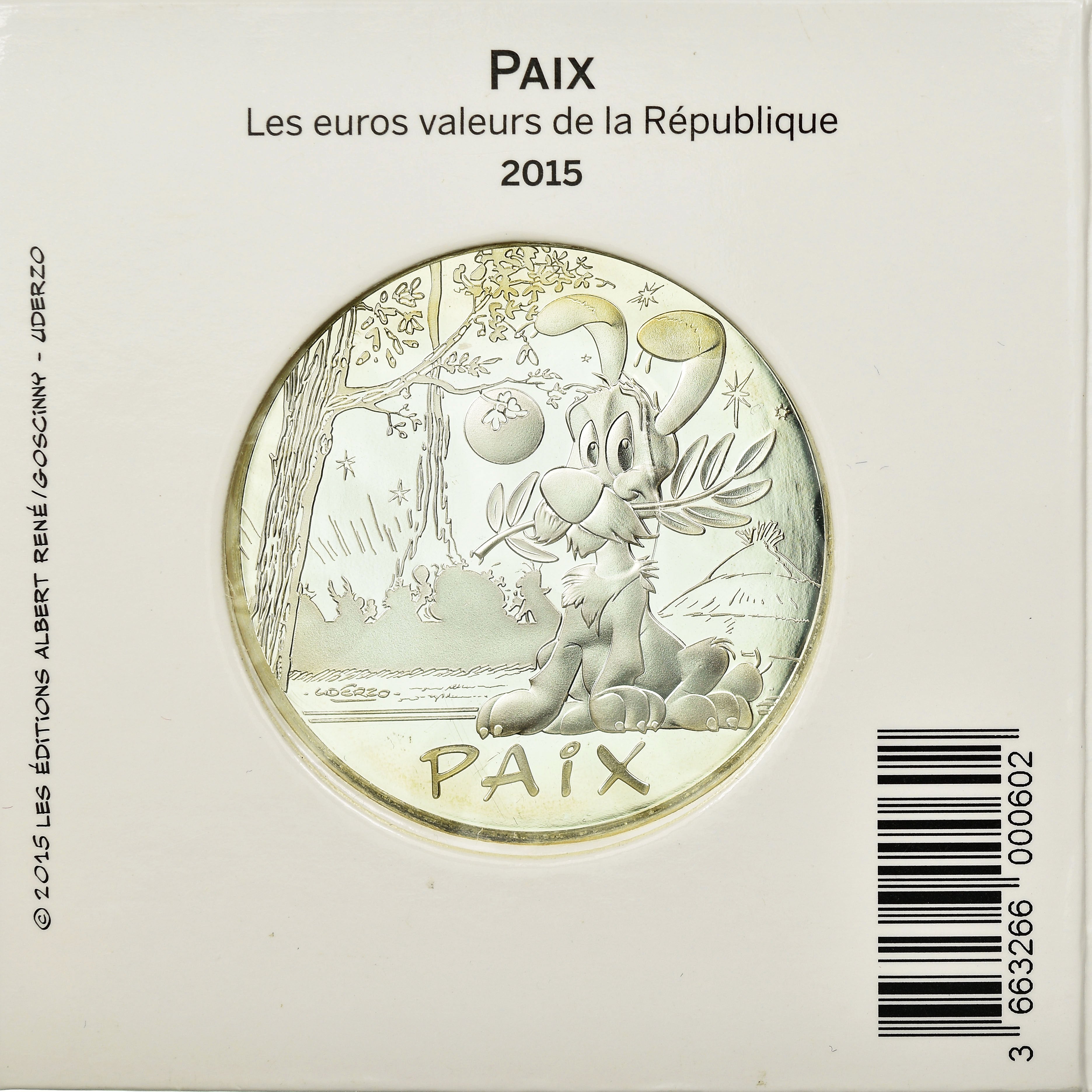 France, 50 Euro, Astérix, Paix, 2015, MS(65-70), Silver