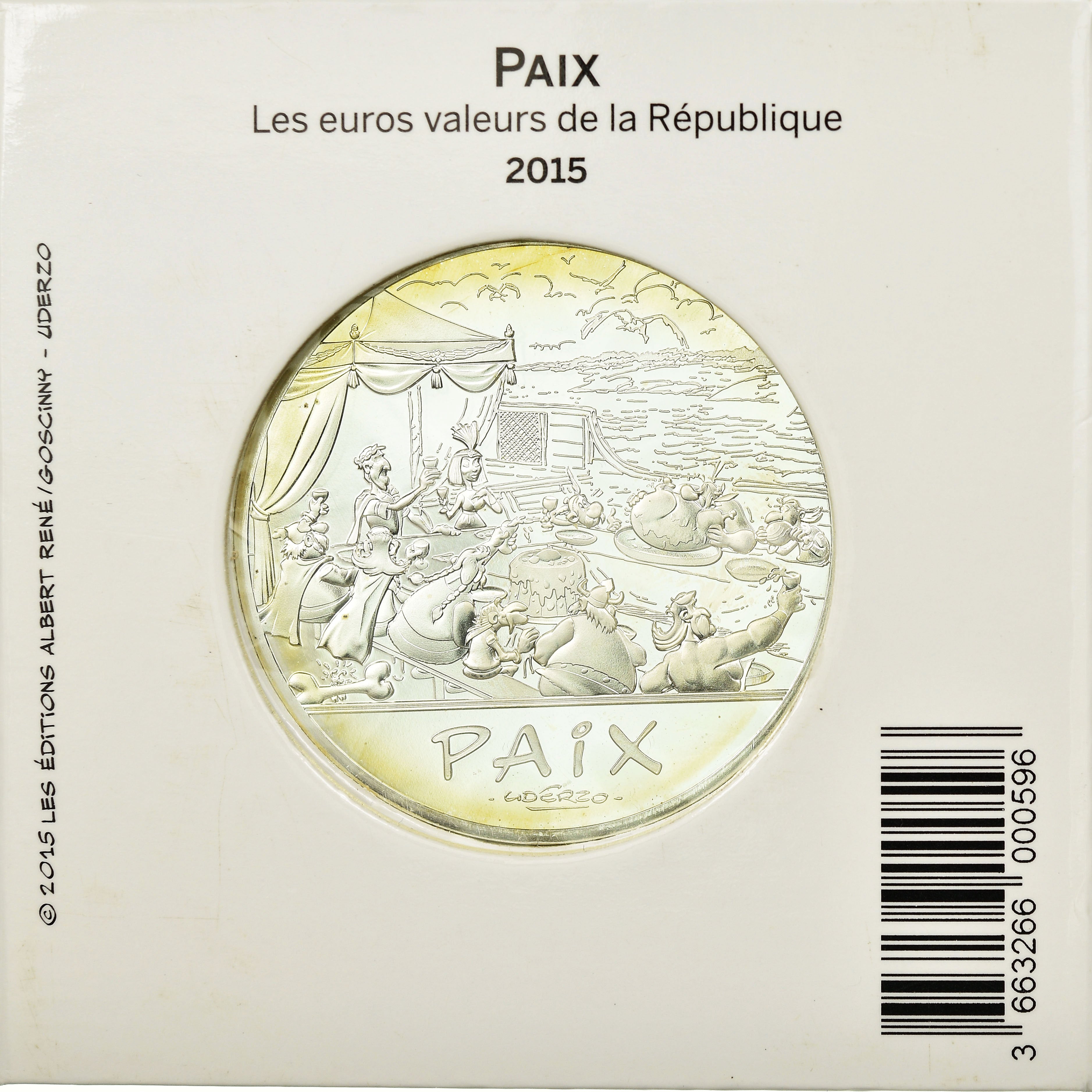 France, 50 Euro, Astérix, Paix, 2015, MS(65-70), Silver