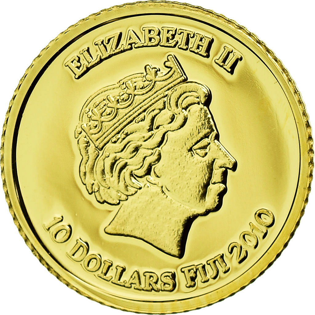 Coin, Fiji, Elizabeth II, 10 Dollars, Masque funéraire, 2010, MS(65-70), Gold