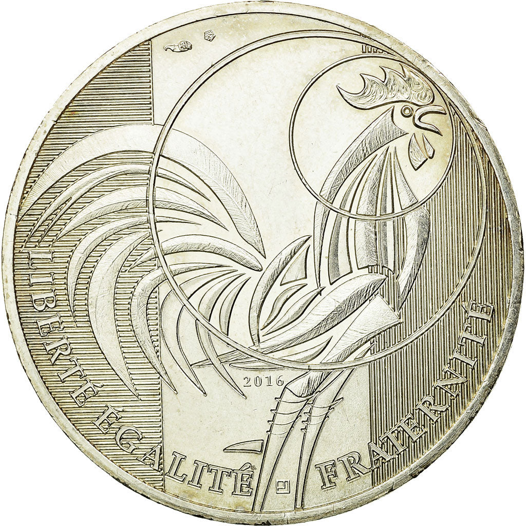 France, 10 Euro, Coq, 2016, EF(40-45), Silver
