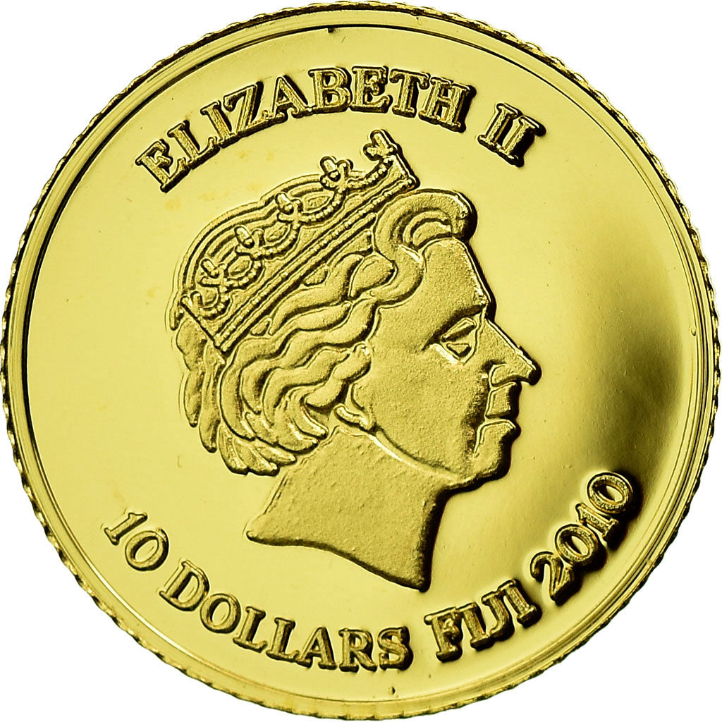 Coin, Fiji, 10 Dollars, 2010, Oudjat, MS(65-70), Gold