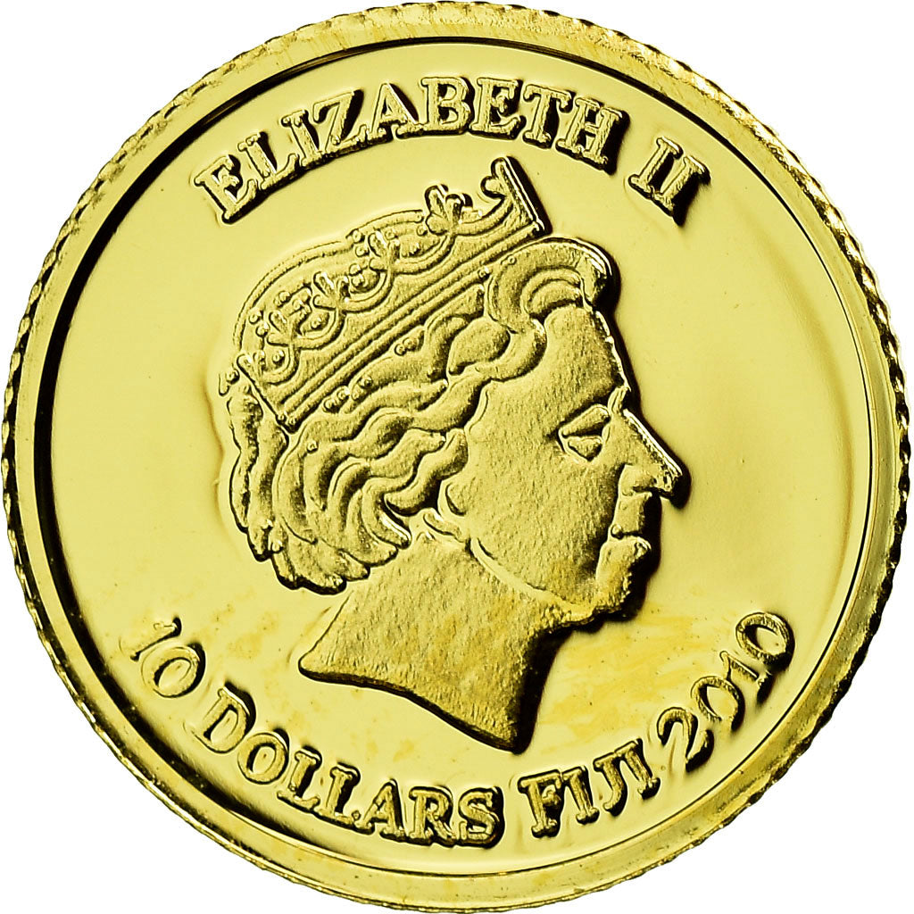 Coin, Fiji, 10 Dollars, 2010, Scribe, MS(65-70), Gold