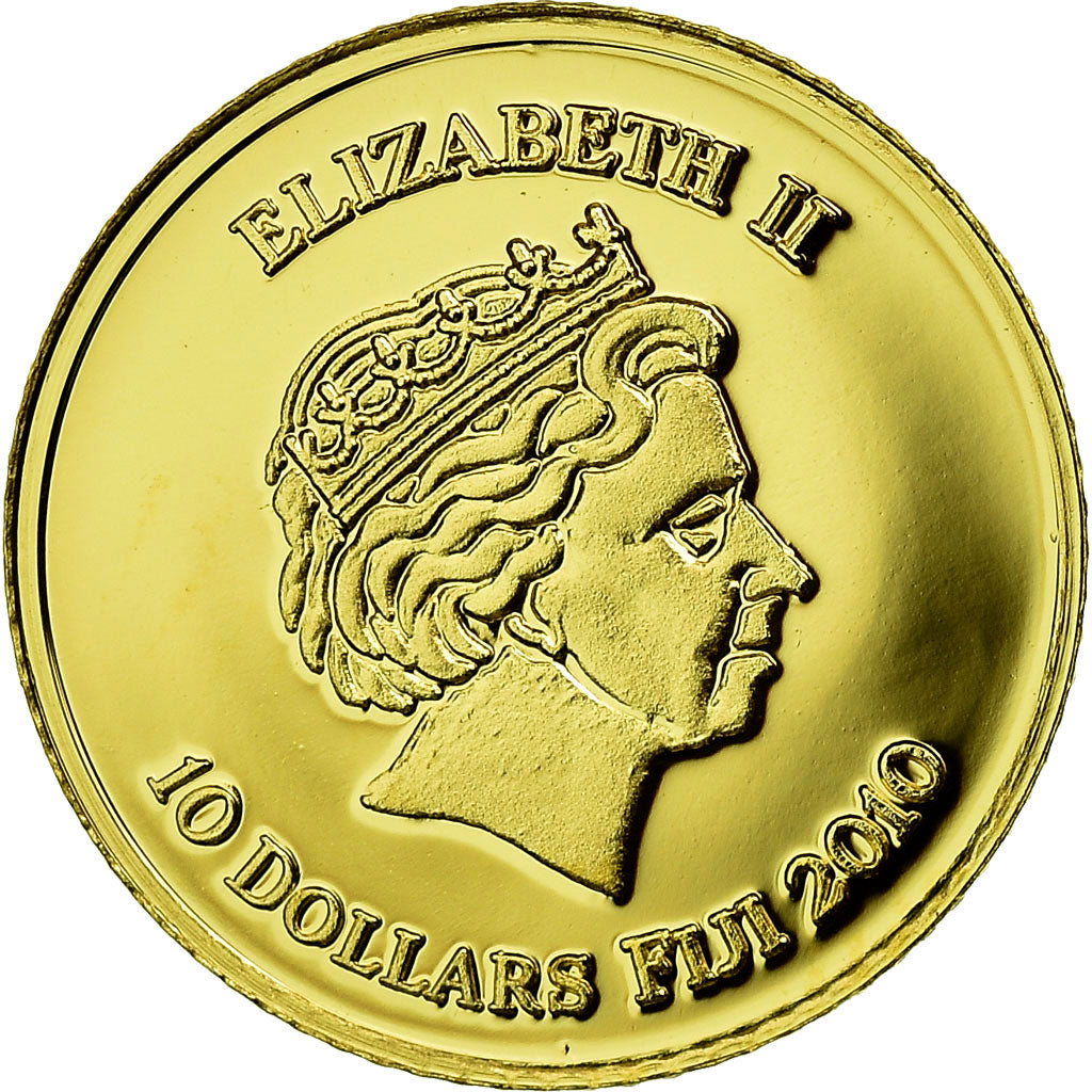 Coin, Fiji, 10 Dollars, 2010, Dieu Egyptien, MS(65-70), Gold