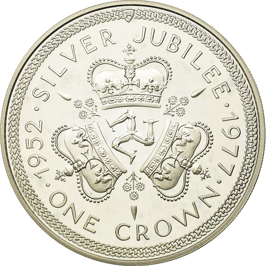 Coin, Isle of Man, Elizabeth II, Crown, 1977, Pobjoy Mint, MS(63), Silver
