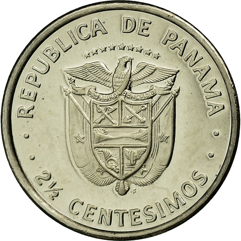 Coin, Panama, 2-1/2 Centesimos, 1975, Franklin Mint, MS(65-70), Copper-Nickel