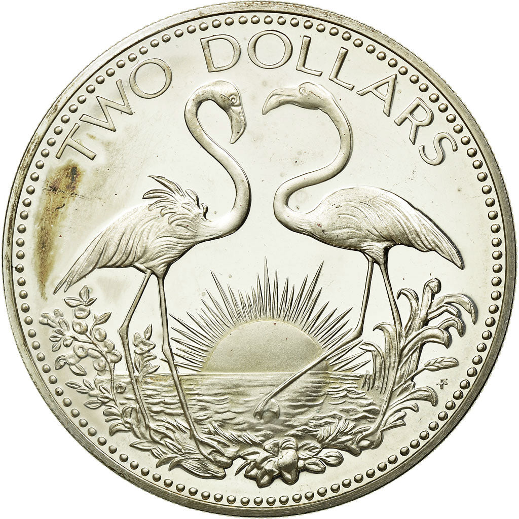 Coin, Bahamas, Elizabeth II, 2 Dollars, 1974, Franklin Mint, U.S.A., AU(55-58)