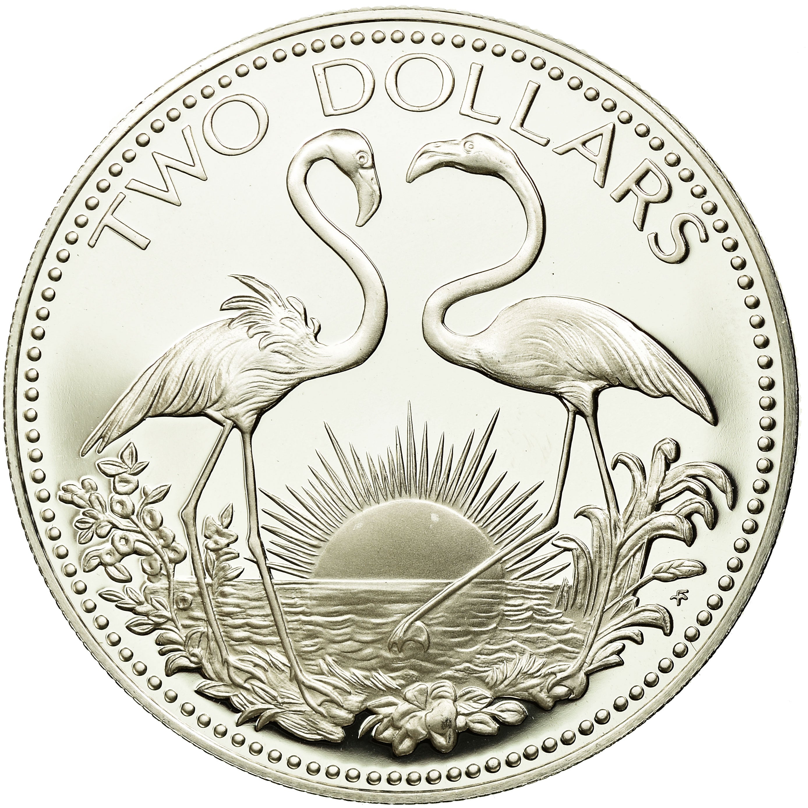 Coin, Bahamas, Elizabeth II, 2 Dollars, 1975, Franklin Mint, U.S.A., MS(65-70)