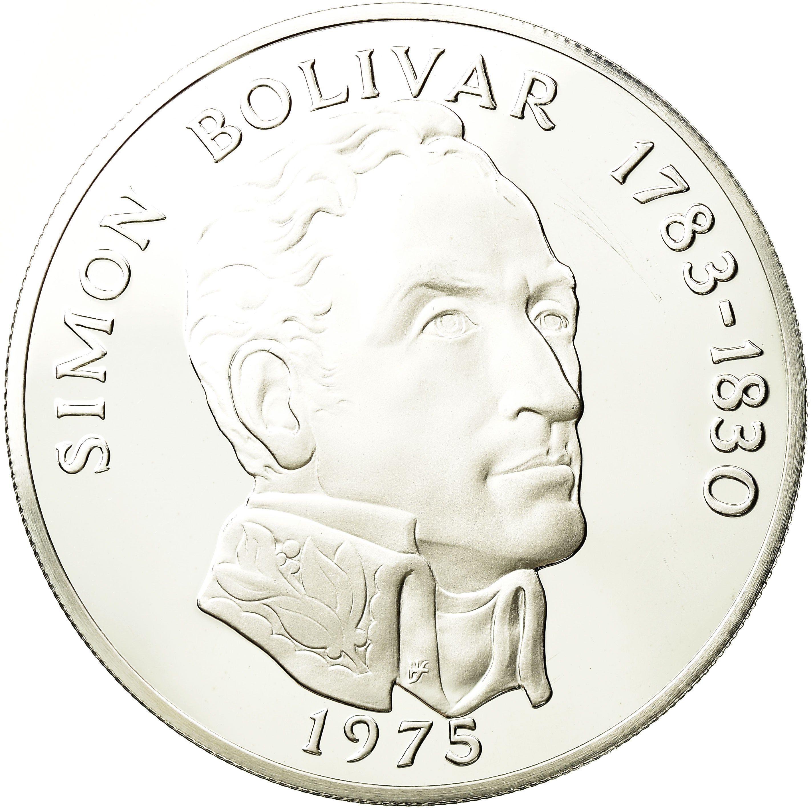 Coin, Panama, 20 Balboas, 1975, U.S. Mint, MS(60-62), Silver, KM:31