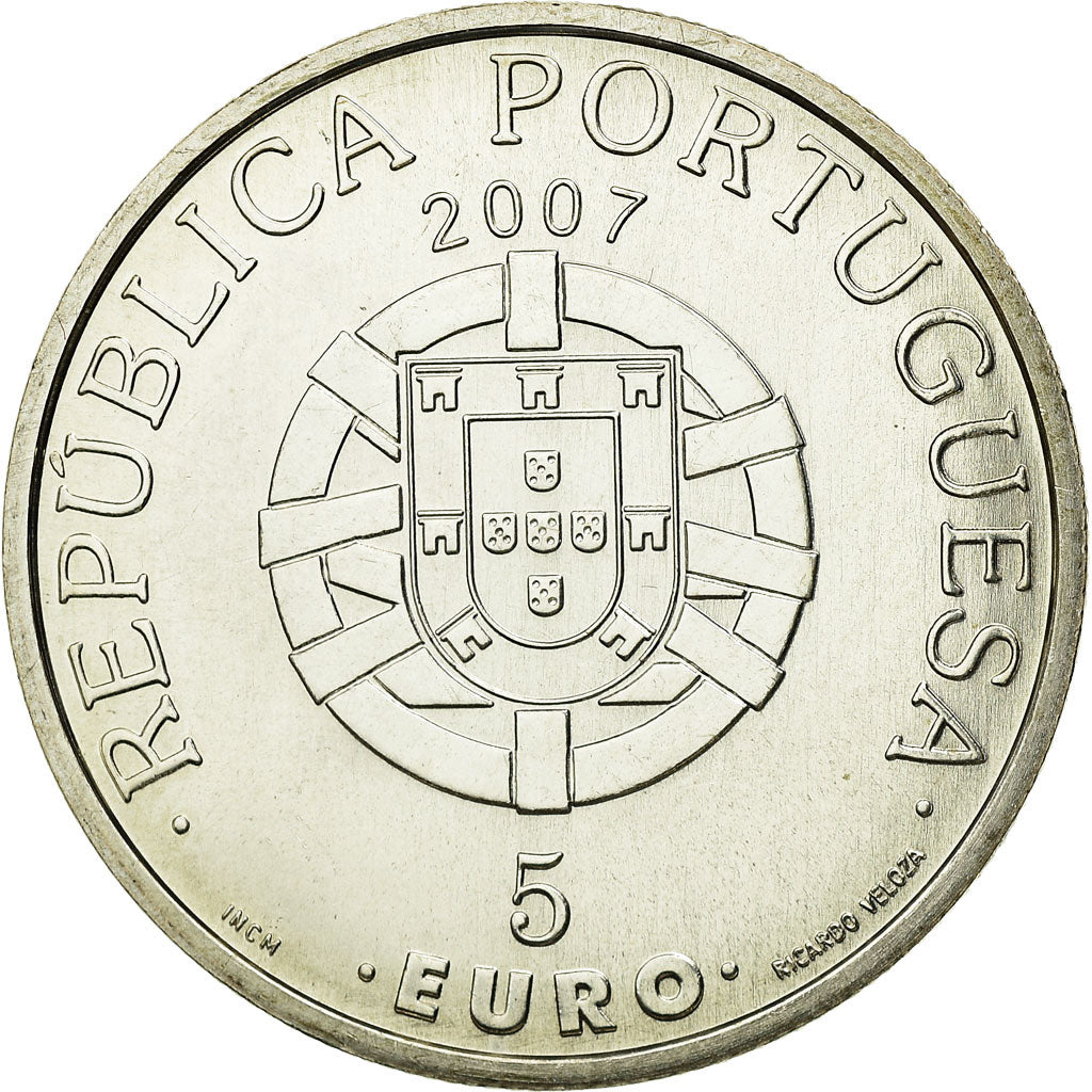 Coin, Portugal, 5 Euro, 2007, Lisbon, MS(65-70), Silver, KM:782
