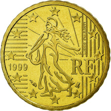 France, 10 Euro Cent, 1999, MS(65-70), Brass, KM:1285