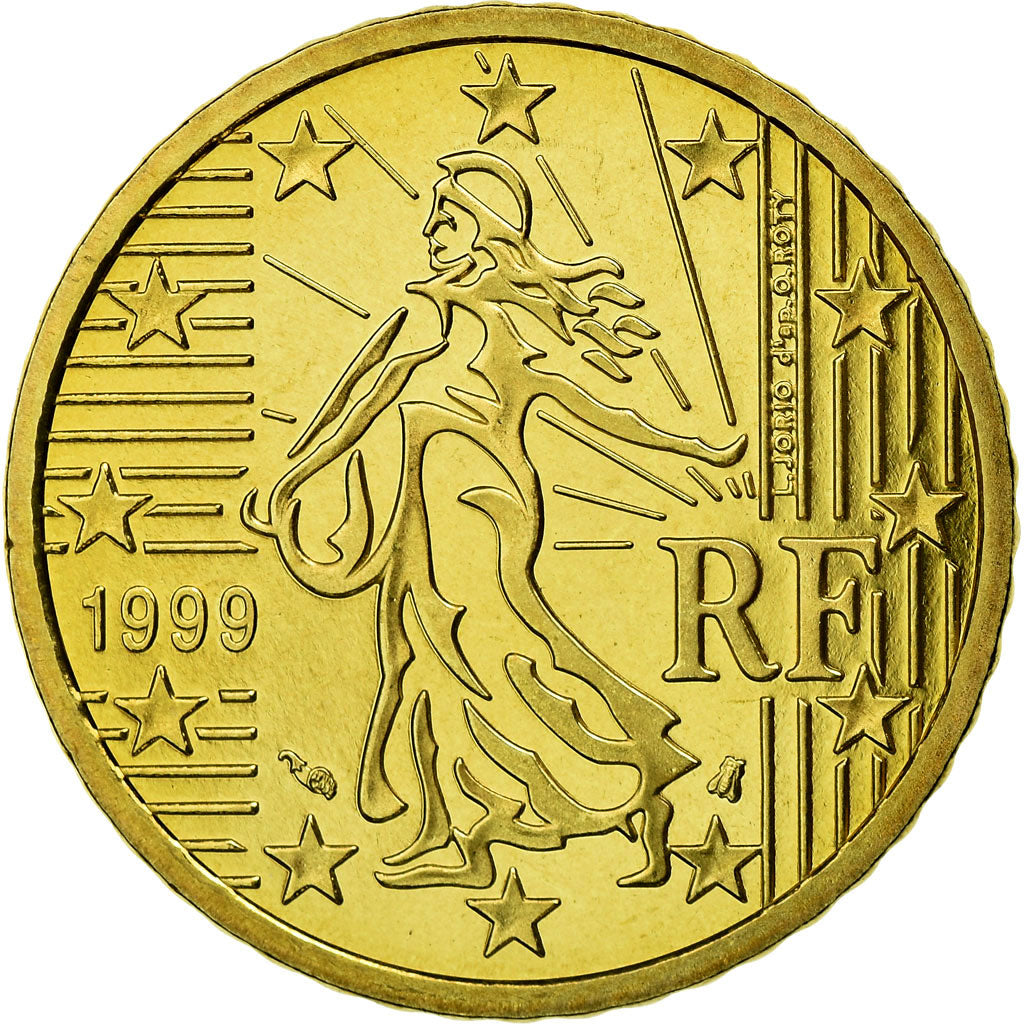 France, 50 Euro Cent, 1999, MS(65-70), Brass, KM:1287