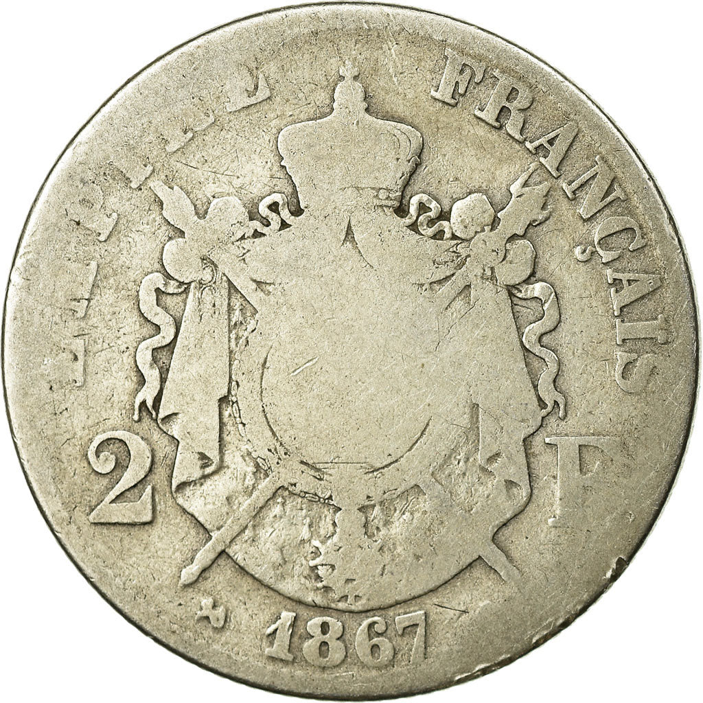 Münze, Frankreich, Napoleon III, Napoléon III, 2 Francs, 1867, Bordeaux, SGE