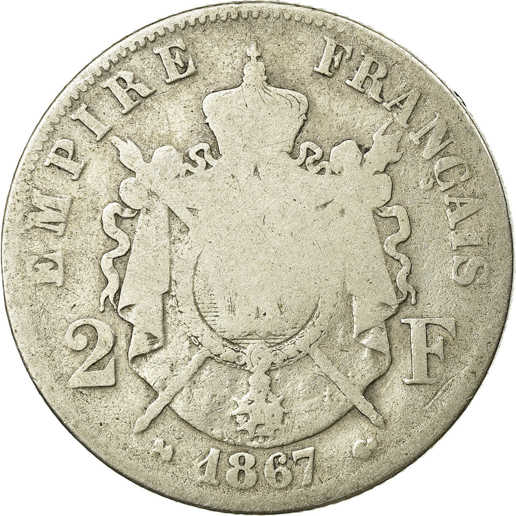 Moneta, Francja, Napoleon III, Napoléon III, 2 Francs, 1867, Bordeaux