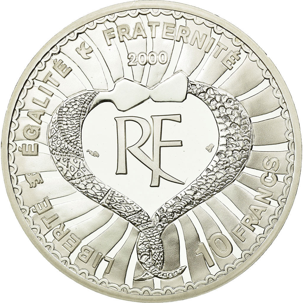 Moeda, França, 10 Francs, 2000, Paris, MS(65-70), Prata, KM:1235, Gadoury:C250