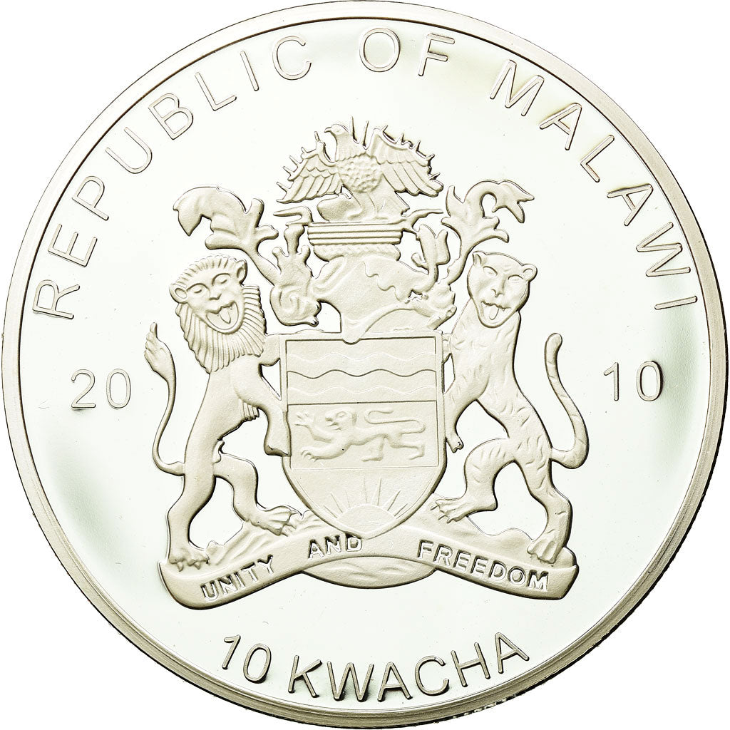Coin, Malawi, Birds of prey, 10 Kwacha, 2010, MS(65-70), Silver plated