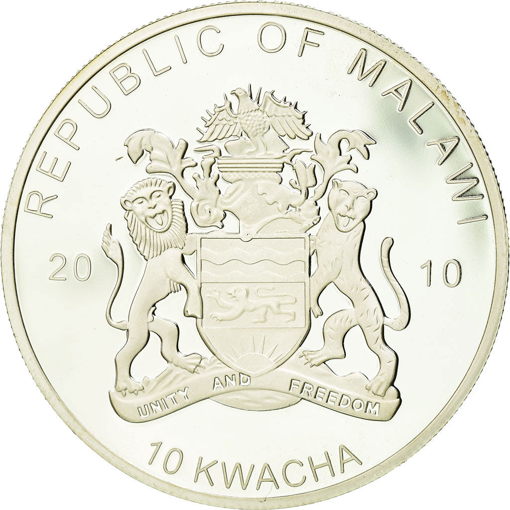 Coin, Malawi, Birds of prey, 10 Kwacha, 2010, MS(65-70), Silver plated