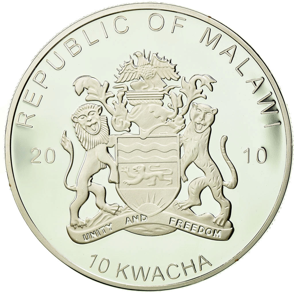 Moneta, Malawi, Birds of prey, 10 Kwacha, 2010, FDC, Silver plated copper-nickel