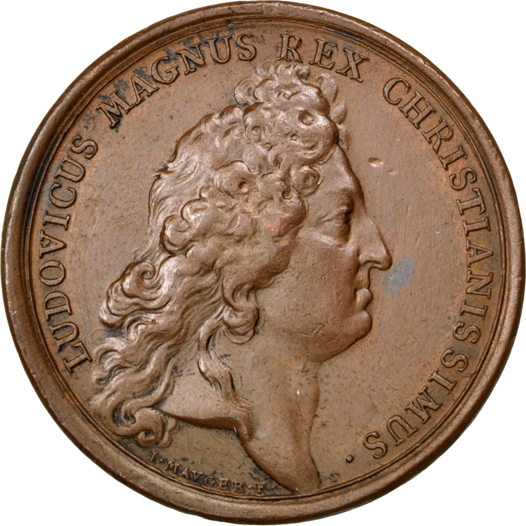 FRANCE, History, Louis XIV, Medal, EF(40-45), Mauger, Bronze, 41, Divo #192,...