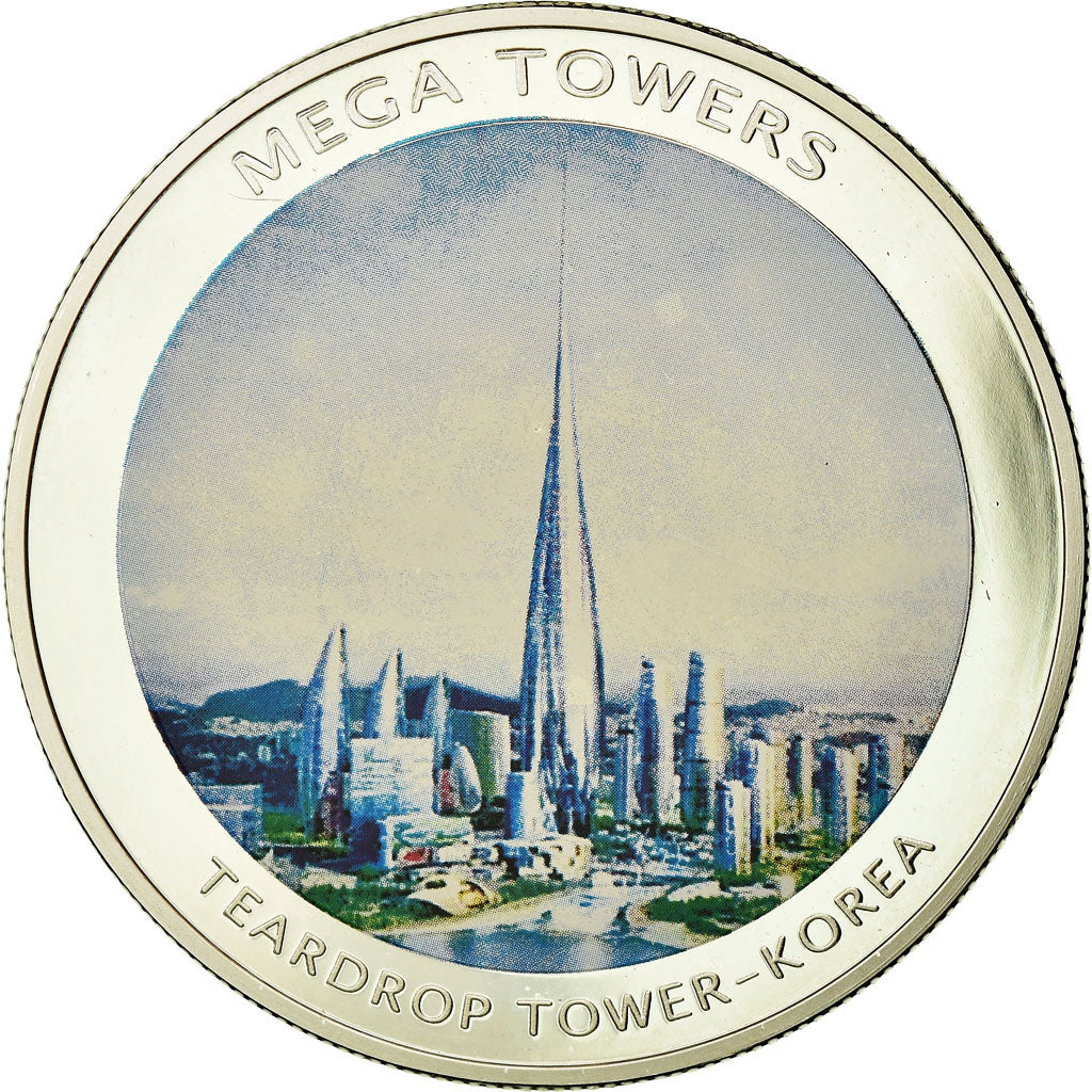 Mozambique, Médaille, Mega towers - Teardrop tower - Koréa, Arts & Culture