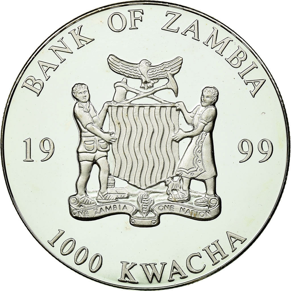 Moneta, Zambia, 1000 Kwacha, 1999, British Royal Mint, MS(65-70), Silver plated