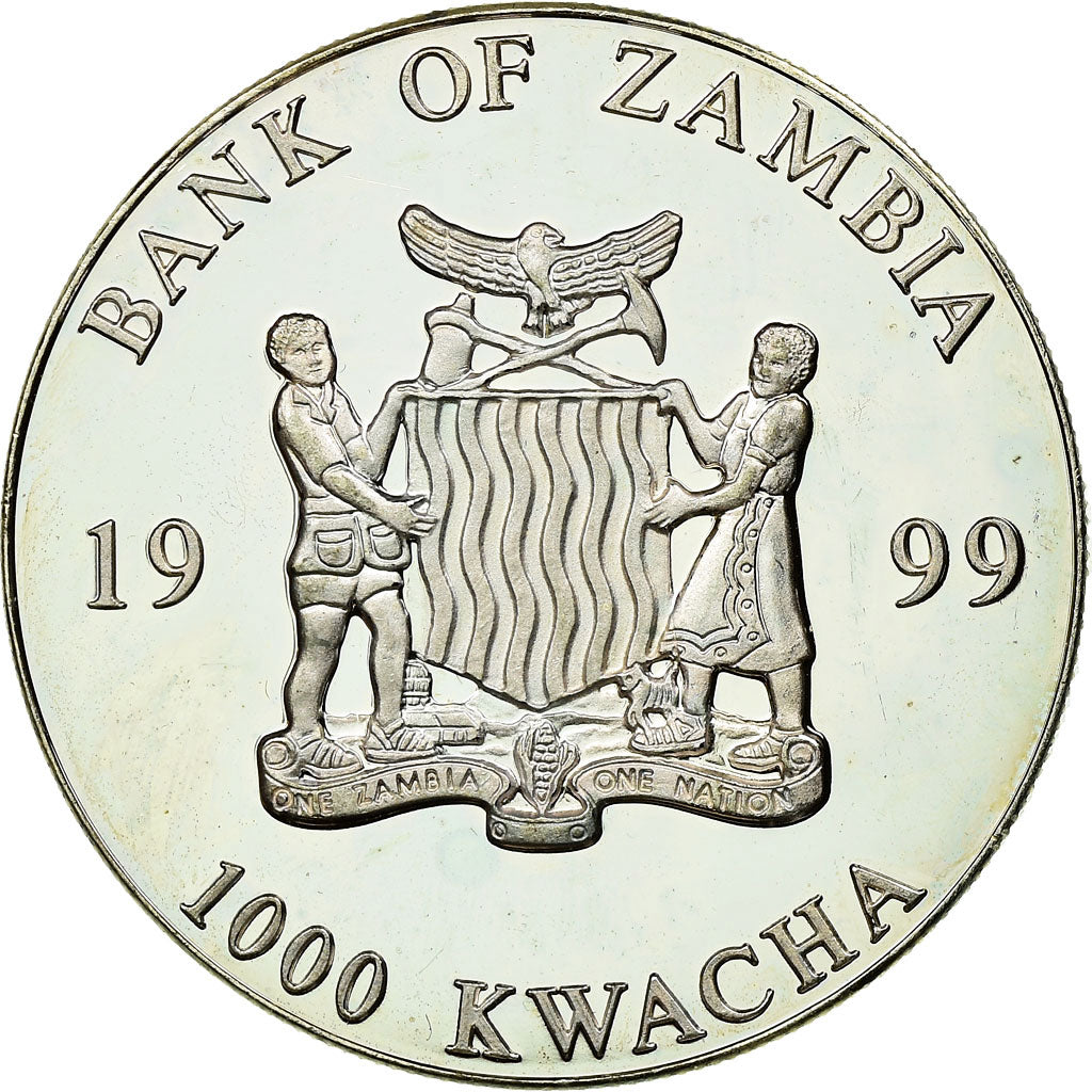 Moneta, Zambia, 1000 Kwacha, 1999, British Royal Mint, MS(65-70), Silver plated