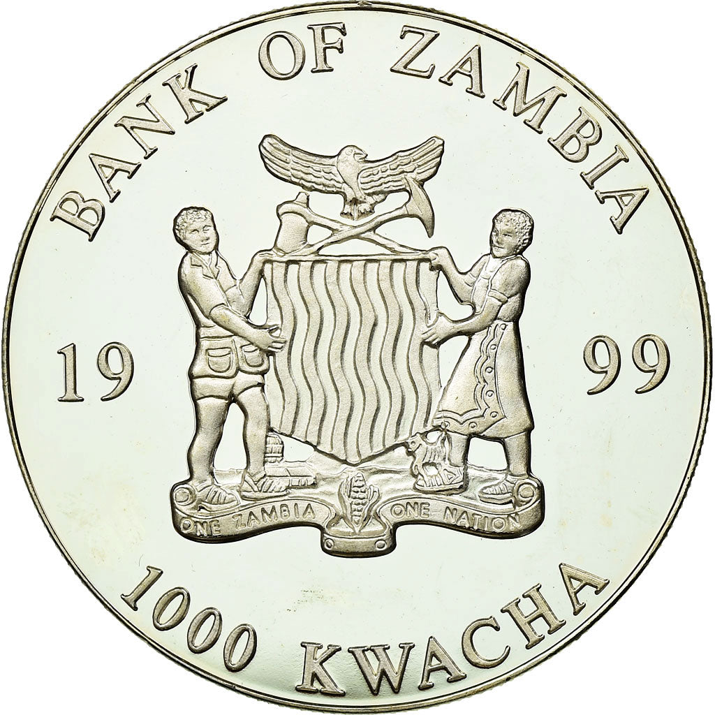 Moneta, Zambia, 1000 Kwacha, 1999, British Royal Mint, MS(65-70), Silver plated