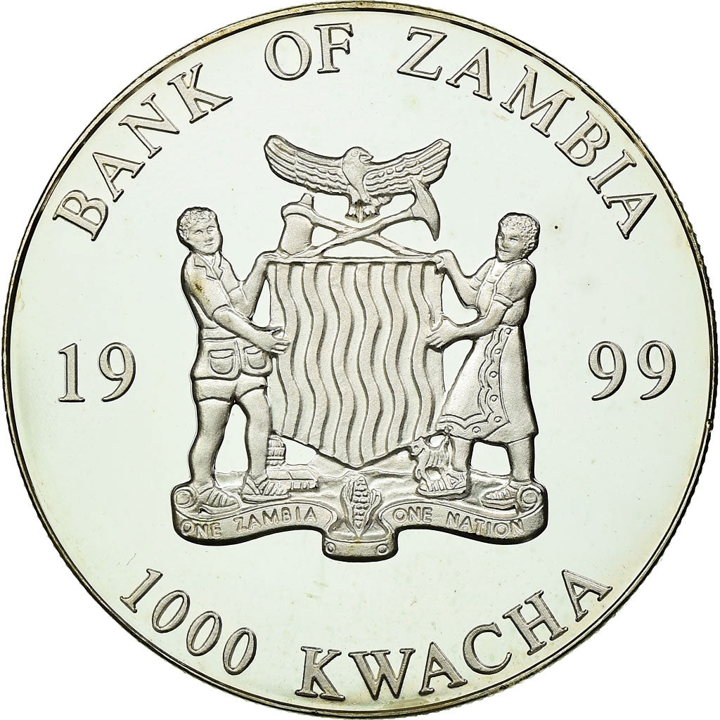 Moneta, Zambia, 1000 Kwacha, 1999, British Royal Mint, MS(65-70), Silver Plated