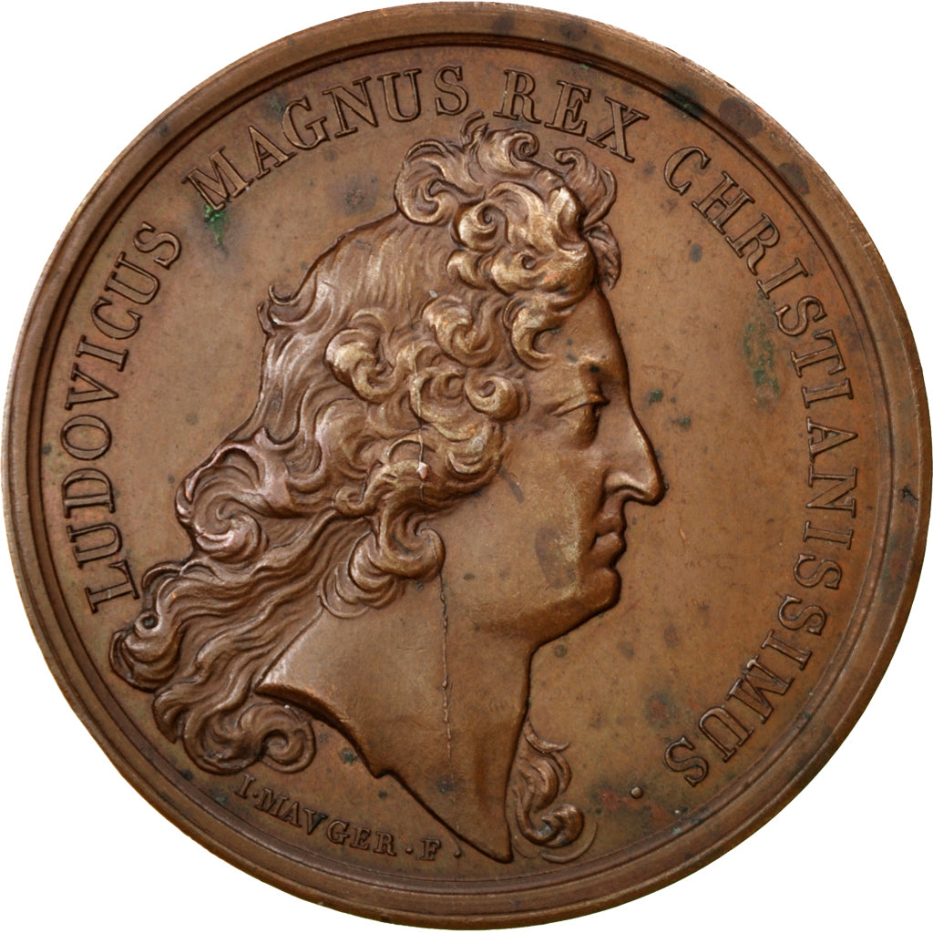 FRANCE, History, Louis XIV, Medal, AU(55-58), Mauger, Bronze, 41, Divo #240,...