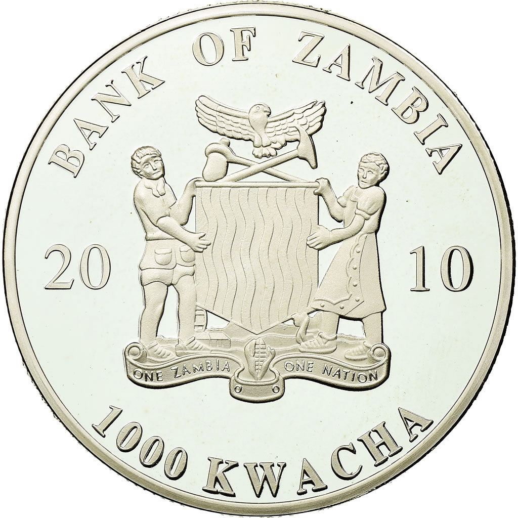 Coin, Zambia, 1000 Kwacha, 2010, British Royal Mint, MS(65-70), Silver, KM:202