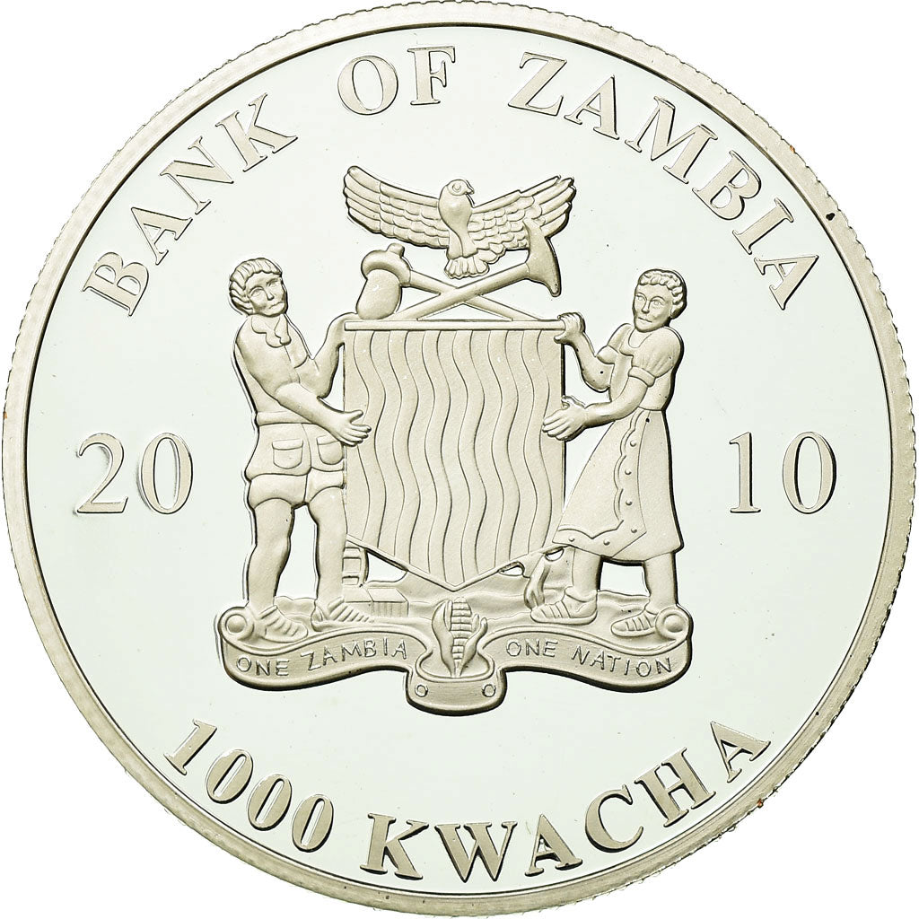 Coin, Zambia, 1000 Kwacha, 2010, British Royal Mint, MS(65-70), Silver, KM:202
