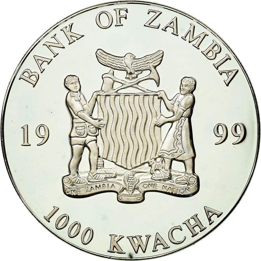 Moneta, Zambia, 1000 Kwacha, 1999, British Royal Mint, MS(63), Silver plated