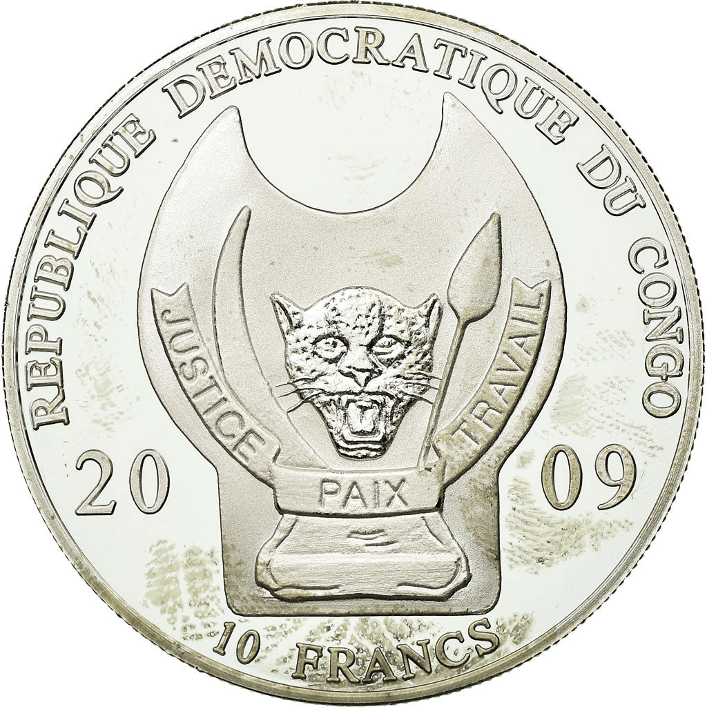 Coin, CONGO, DEMOCRATIC REPUBLIC, 10 Francs, 2009, MS(63), Silver Plated Copper