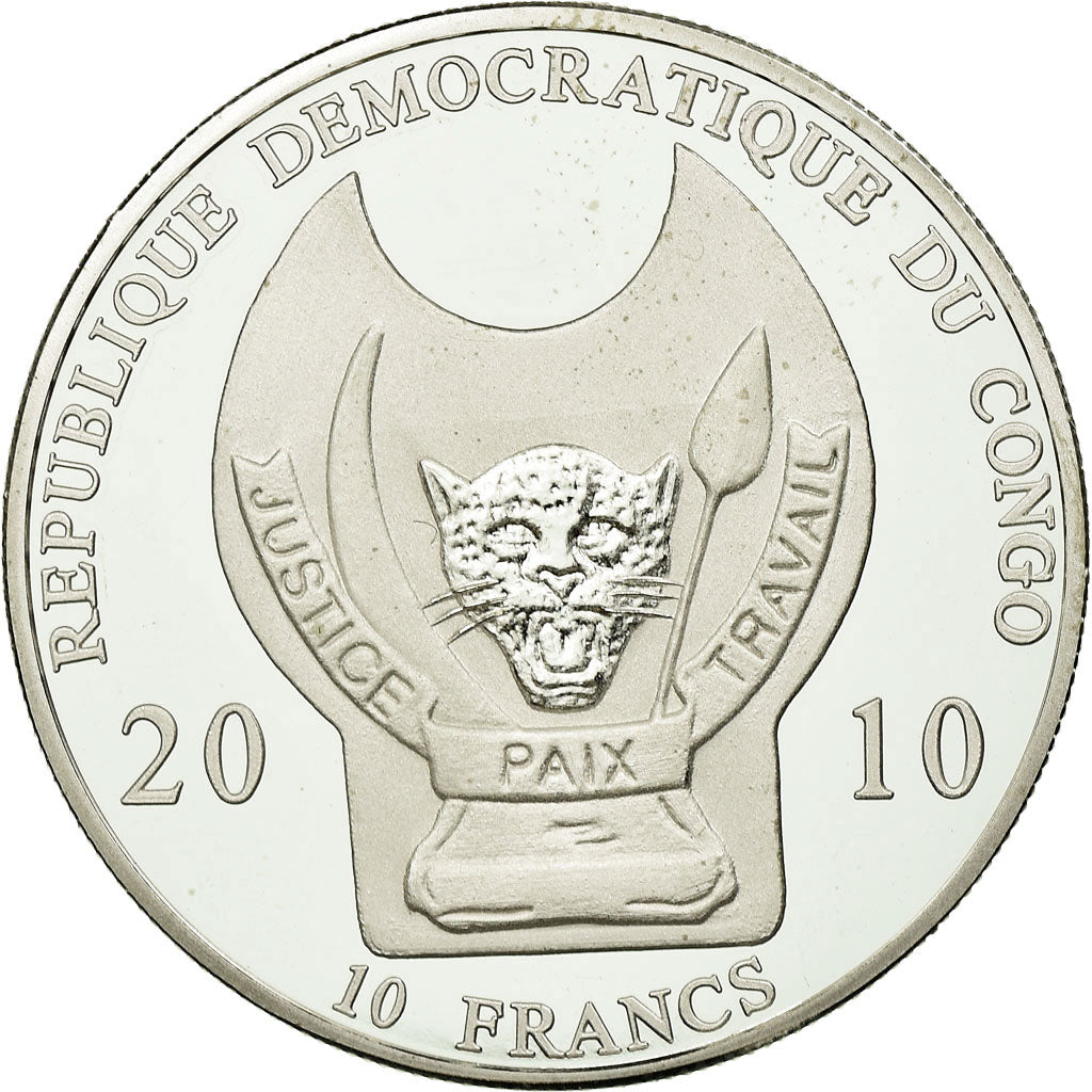 Coin, CONGO, DEMOCRATIC REPUBLIC, 10 Francs, 2010, MS(63), Silver Plated Copper