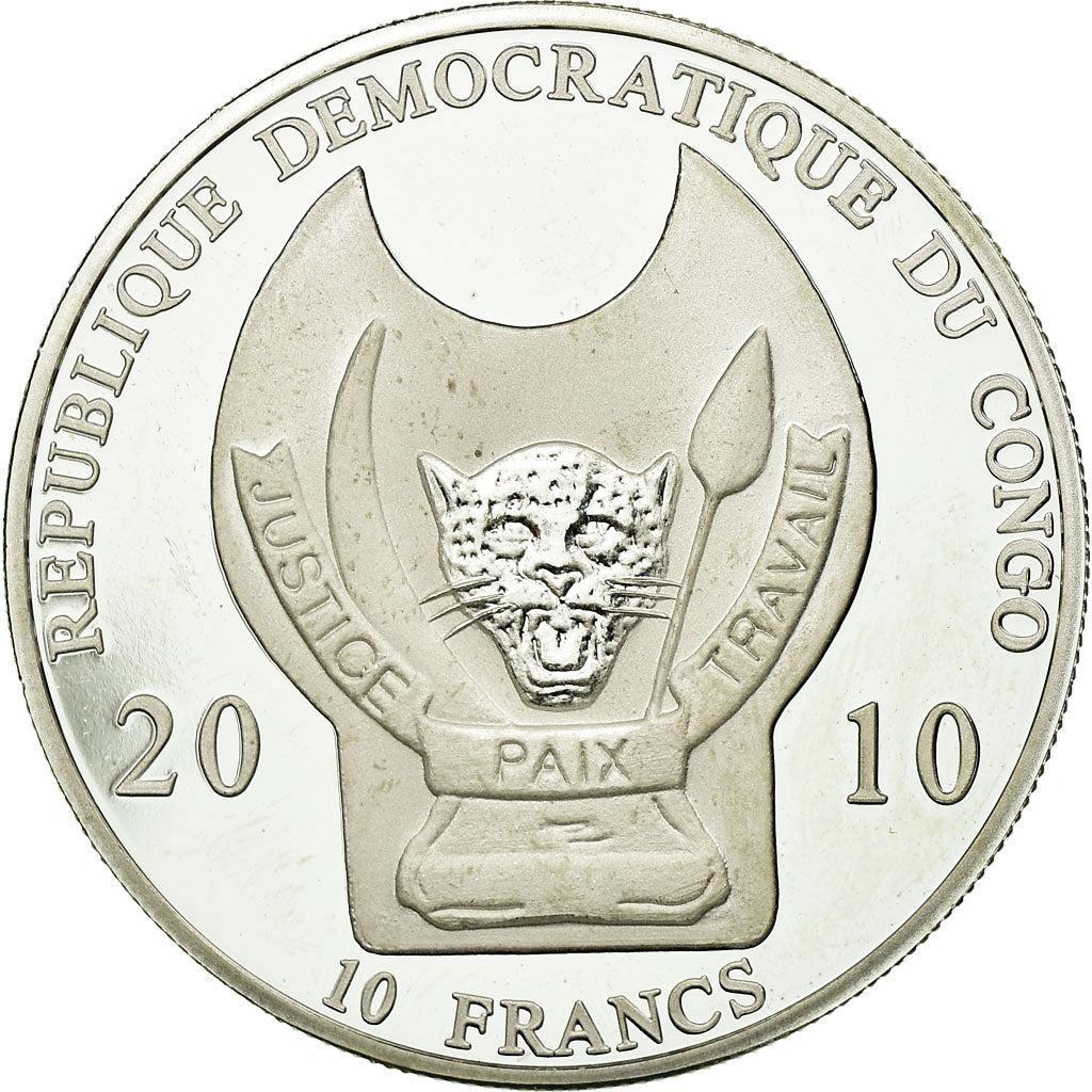 Munten, CONGO, DEMOCRATISCHE REPUBLIEK, 10 Francs, 2010, UNC-, Silver Plated