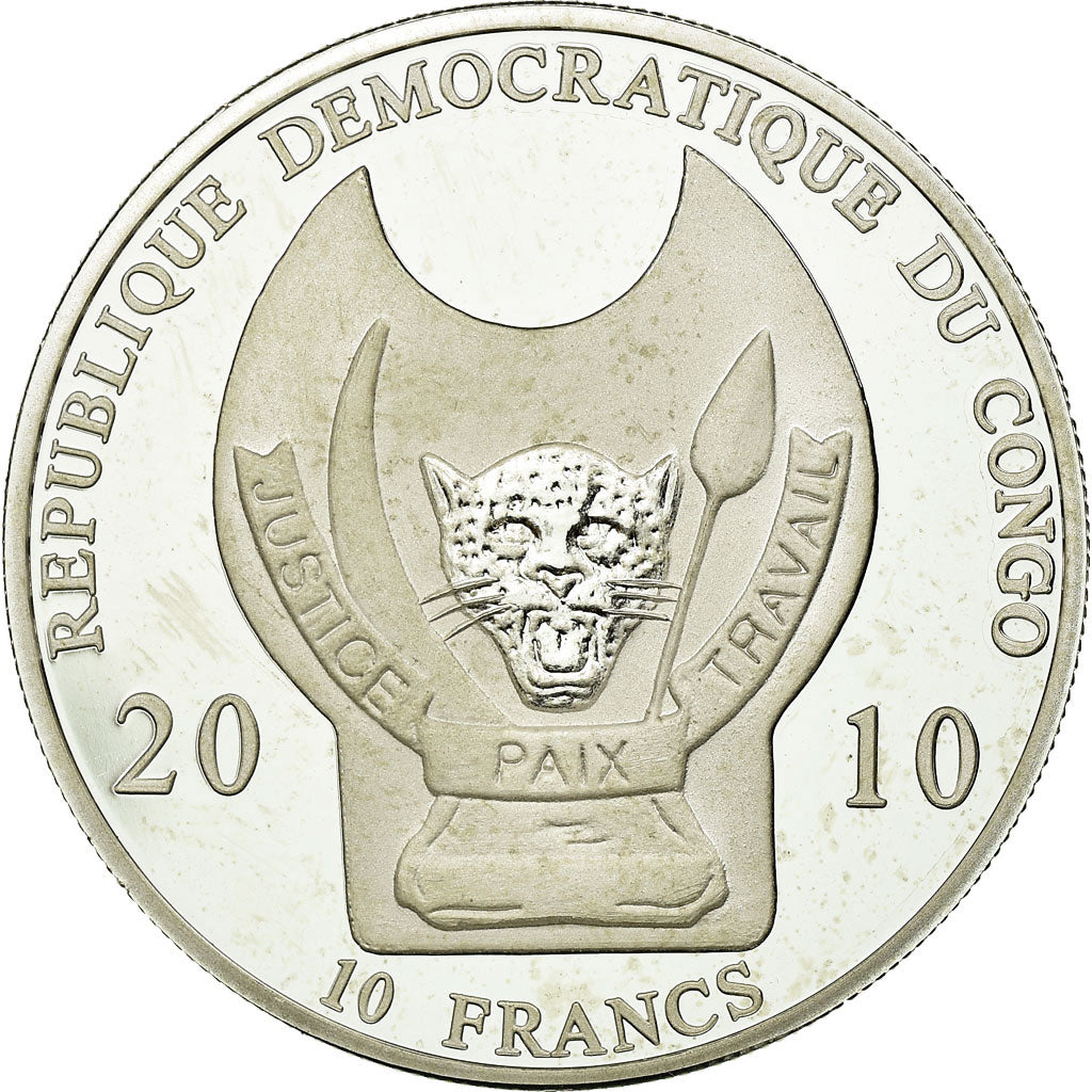 Coin, CONGO, DEMOCRATIC REPUBLIC, 10 Francs, 2010, MS(63), Silver Plated Copper