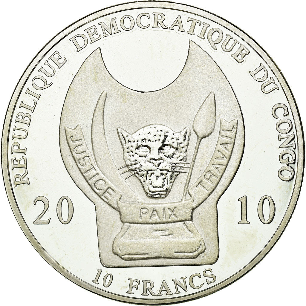 Coin, CONGO, DEMOCRATIC REPUBLIC, 10 Francs, 2010, MS(63), Silver Plated Copper