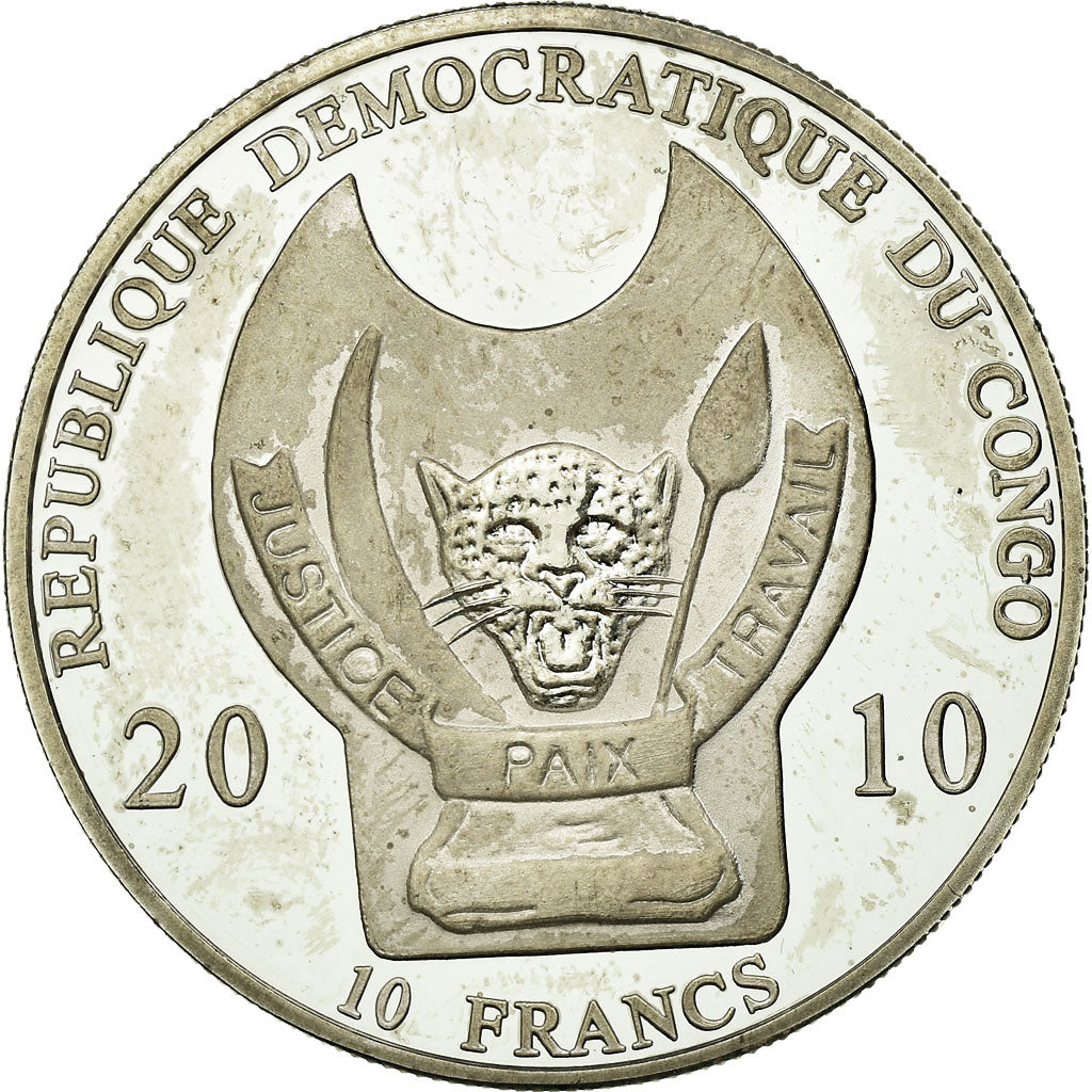 Coin, CONGO, DEMOCRATIC REPUBLIC, 10 Francs, 2010, MS(63), Silver Plated Copper