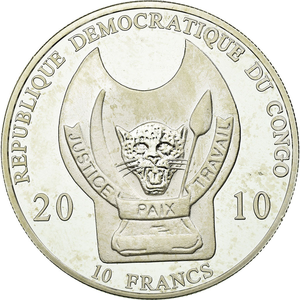 Monnaie, CONGO, DEMOCRATIC REPUBLIC, 10 Francs, 2010, SPL, Silver Plated Copper
