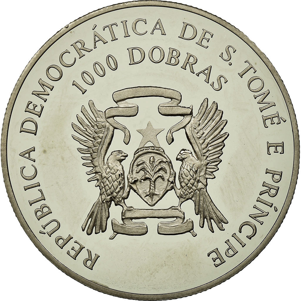 Coin, SAINT THOMAS & PRINCE ISLAND, 1000 Dobras, 1993, MS(63), Copper-nickel