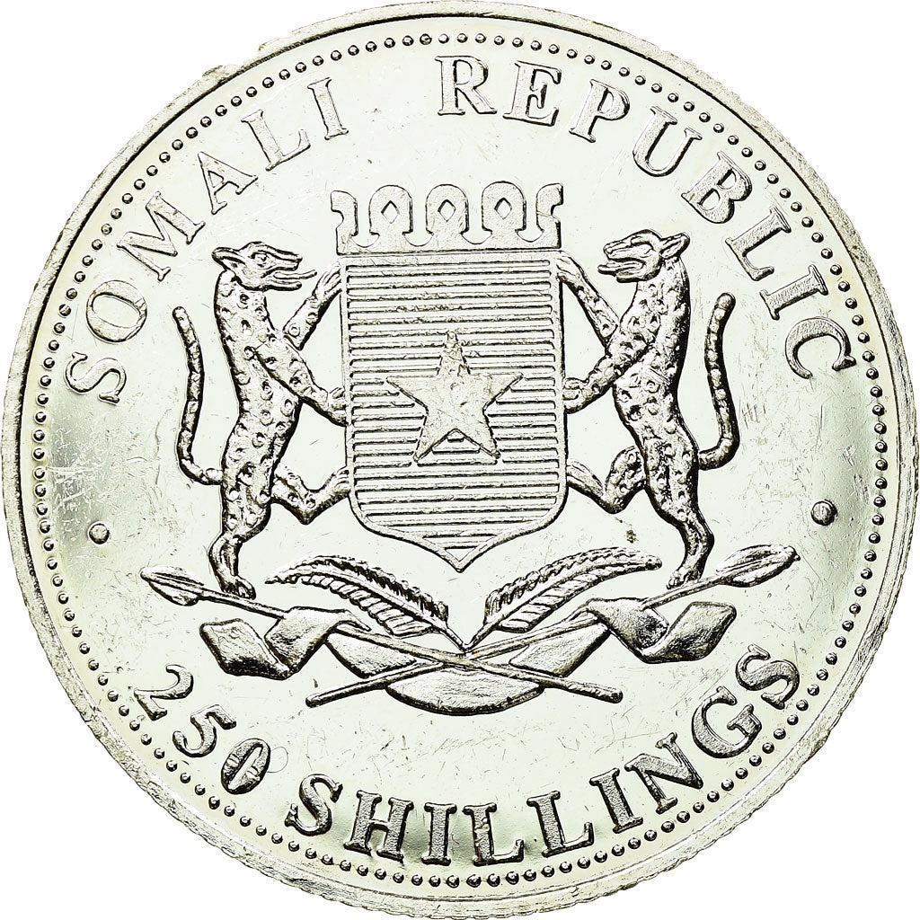 Coin, Somalia, 250 Shillings, 2005, MS(63), Silver Plated Base Metal, KM:121