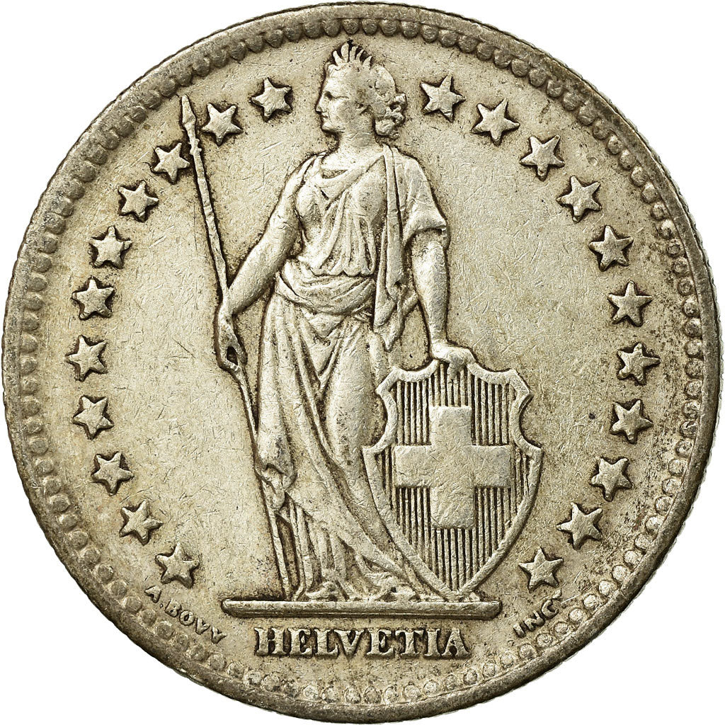 Coin, Switzerland, 2 Francs, 1947, Bern, EF(40-45), Silver, KM:21