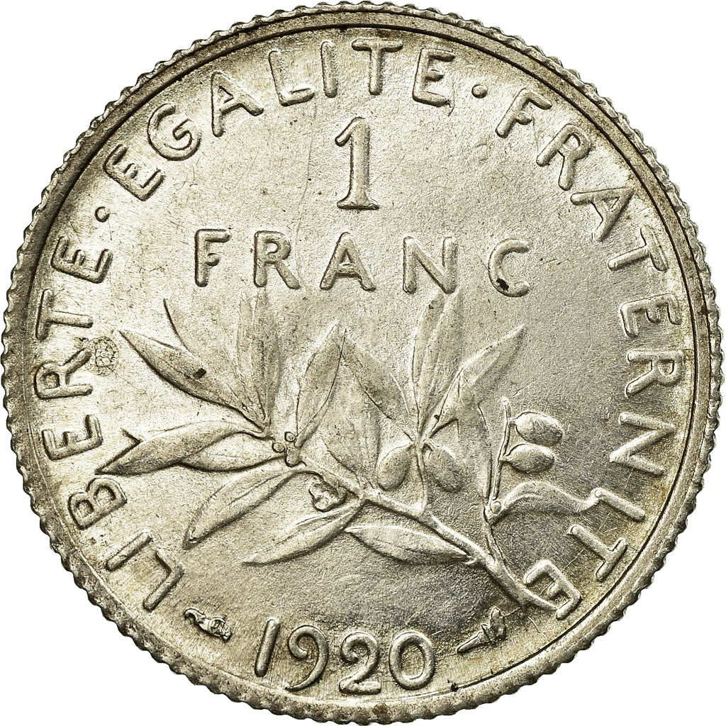 Moneta, Francia, Semeuse, Franc, 1920, Paris, SPL-, Argento, KM:844.1