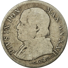 Moneda, Estados italianos, PAPAL STATES, Pius IX, Lira, 1868, Milan, BC+, Plata