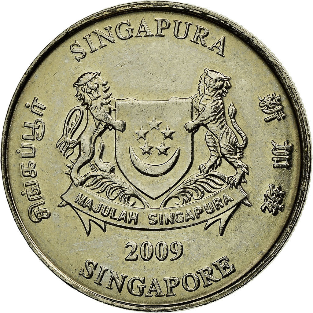 Coin, Singapore, 20 Cents, 2009, Singapore Mint, AU(55-58), Copper-nickel