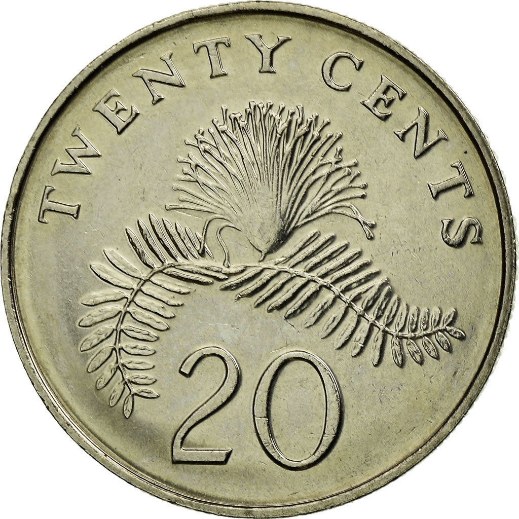 Coin, Singapore, 20 Cents, 2009, Singapore Mint, AU(55-58), Copper-nickel